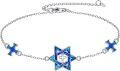 wholesale 925 Sterling Silver Blue Enamel Star of David Cross Charm Bracelet for Women Girls Gifts-0-0