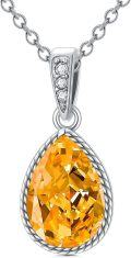 wholesale S925 Sterling Silver Citrine & Diamond Necklace, 1.60ct Pear Cut with Rope Design, 18+2in Chain-0-0