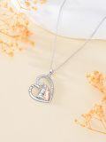 wholesale 925 Sterling Silver Heart Pendant with Mother and Child Design - I Love You Forever Necklace-0-5