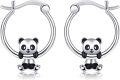 wholesale 925 Sterling Silver Panda Bear Hoop Earrings for Women Girls -0-0