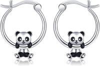 wholesale 925 Sterling Silver Panda Bear Hoop Earrings for Women Girls -Panda Hoop Earrings