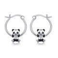 wholesale 925 Sterling Silver Panda Hoop Earrings-0-0