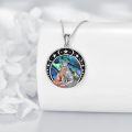 wholesale 925 Sterling Silver Round Moon & Stars with Wolf and Fox Pendant Necklace for Women Girls Gifts-0-2