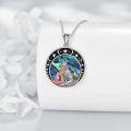 wholesale 925 Sterling Silver Round Moon & Stars with Wolf and Fox Pendant Necklace for Women Girls Gifts-0-2
