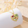wholesale Gold-Plated 925 Sterling Silver Multi-Colored CZ Heart Pendant Necklace for Women-0-3