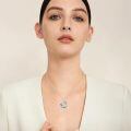 wholesale 925 Sterling Silver Blue And White Crystal Turtle Pendant Necklace-0-3