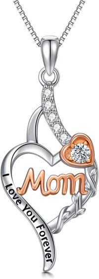 wholesale TOUPOP Mothers Day Gifts For Mom Necklace Sterling Silver I Love You Forever Mom Necklace Heart Pendant Jewelry Gifts For Mom Mother Grandma Wife -undefined