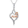 TOUPOP Sterling Silver I Love You Forever Mom Heart Pendant Jewelry Gifts-0-0