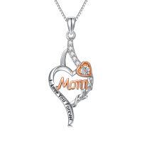 TOUPOP Sterling Silver I Love You Forever Mom Heart Pendant Jewelry Gifts-undefined