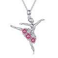 wholesale 925 Sterling Silver Ballet Dancer Necklace Wholesale With Green And White Crystals-0-0