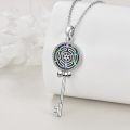 wholesale 925 Sterling Silver 3D Skull & Opal Triple Moon Goddess Key Pendant Necklace-0-4