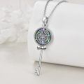 wholesale 925 Sterling Silver 3D Skull & Opal Triple Moon Goddess Key Pendant Necklace-0-4