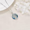 wholesale 925 Sterling Silver Flamingo Tree of Life Blue Crystal Pendant Necklace-0-5
