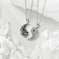 wholesale 925 Sterling Silver Yin Yang Tree of Life Pendant Necklace with Black and White Stones-0-3
