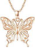 wholesale 925 Sterling Silver Plated Rose Gold Butterfly Pendant Necklace Minimalist Charm s for Her-0-0