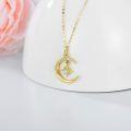 wholesale 14K Gold Crystal Crescent Moon & Star Pendant Necklace for Women - 18 Inches Chain Length-0-3