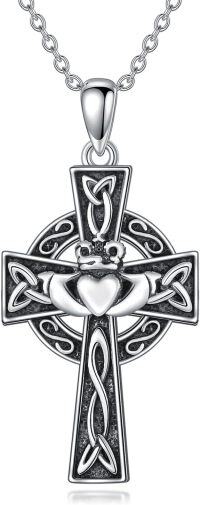 wholesale 925 Sterling Silver Celtic Knot Heart Claddagh Pendant Necklaces for Women Men s-Celtic Cross Claddagh