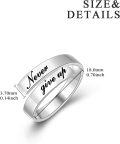 wholesale 925 Sterling Silver Never Give Up Inspirational Ring for Depression Struggle - Adjustable Size 6-8 - Gift Box-0-2