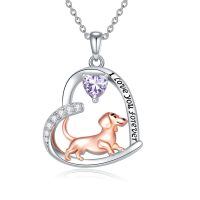wholesale 925 Sterling Silver Corgi Love Forever Pendant Necklace-1-06-June