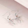 wholesale 925 Sterling Silver Rose Flower Cross Dangle Earrings s for Women-0-4