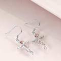 wholesale 925 Sterling Silver Rose Flower Cross Dangle Earrings s for Women-0-4