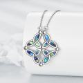 wholesale 925 Sterling Silver Celtic Knot Abalone Shell Triquetra Trinity Foldable Hexagram Pendant Necklace Set-0-4