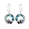 TOUPOP Sterling Silver Crystal Panda Origami Earrings for Women-0-0