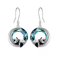 TOUPOP Sterling Silver Crystal Panda Origami Earrings for Women-undefined
