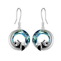 TOUPOP Sterling Silver Crystal Panda Origami Earrings for Women-undefined