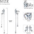 wholesale 925 Sterling Silver Butterfly Pendant Drop Earrings with Cubic Zirconia and Chain Accents-0-4