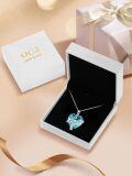 wholesale 925 Sterling Silver Aquamarine Sister Necklace - Elegant Heart Pendant for Sisterhood Gift, Birthday, Christmas, Bridesmaid-0-5