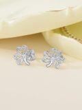 wholesale 925 Sterling Silver Clover Stud Earrings Irish  for Her-0-4