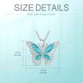 wholesale 925 Sterling Silver Turquoise Butterfly Pendant Necklace for Women-0-4