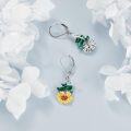 wholesale 925 Sterling Silver Green Stone Sunflower Dangle Earrings Boho Style  for Women Girls-0-3