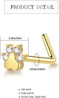 wholesale 14K Gold Moissanite Diamond Animal Paw L-Shaped Nose Ring 20G 0.8mm Post-0-1