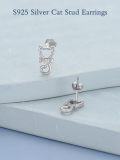 wholesale 925 Sterling Silver CZ Cat Stud Earrings for Women - Adorable Animal s-0-4