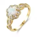 TOUPOP Yellow Gold 925 Sterling Silver Opal Moissanite Diamond Infinity Ring-0-0