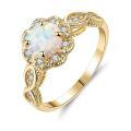TOUPOP Yellow Gold 925 Sterling Silver Opal Moissanite Diamond Infinity Ring-0-0