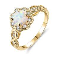 TOUPOP Yellow Gold 925 Sterling Silver Opal Moissanite Diamond Infinity Ring-undefined