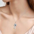 wholesale 925 Sterling Silver Blue Crystal Butterfly Cross Pendant Necklace for Women - Religious Gifts-0-1