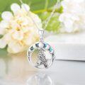 wholesale 925 Sterling Silver Round Moon Phase with Raven Pendant Necklace-0-1