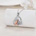 wholesale 925 Sterling Silver Heart Shaped Kitsune Fox Pendant Necklace with Rose Gold Accents and Cubic Zirconia Stones for Women Girls  43cm Chain Length-0-2