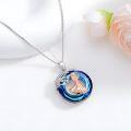 wholesale 925 Sterling Silver Blue Crystal Sports Music Girl Pendant Necklace for Women-0-2