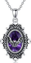 wholesale 925 Sterling Silver Purple Crystal Pendant Necklaces Gothic Bat Design s for Her-0-0