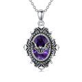 wholesale 925 Sterling Silver Purple Crystal Pendant Necklaces Gothic Bat Design s for Her-0-0