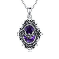 wholesale 925 Sterling Silver Purple Crystal Pendant Necklaces Gothic Bat Design s for Her-Bat-Purple Stone