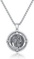 wholesale 925 Sterling Silver St. Christopher Travelers Protection Medal Pendant Necklace with 3MM Cable Chain-0-0
