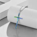 wholesale 925 Sterling Silver Cross Pendant With Blue Opal And Philippians Inscription-0-13