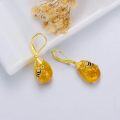 wholesale 925 Sterling Silver Scorpion Leverback Earrings with Amber Pendant  for Women-0-3
