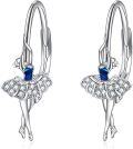 wholesale 925 Sterling Silver Ballerina Dancer Leverback Earrings Blue/Purple  for Women-0-0